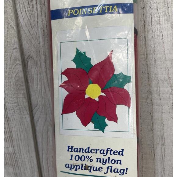 Vtg 1995 In The Wind Decorative Flag Poinsettia NEW Nylon Applique Large 28”x40” - Picture 2 of 5